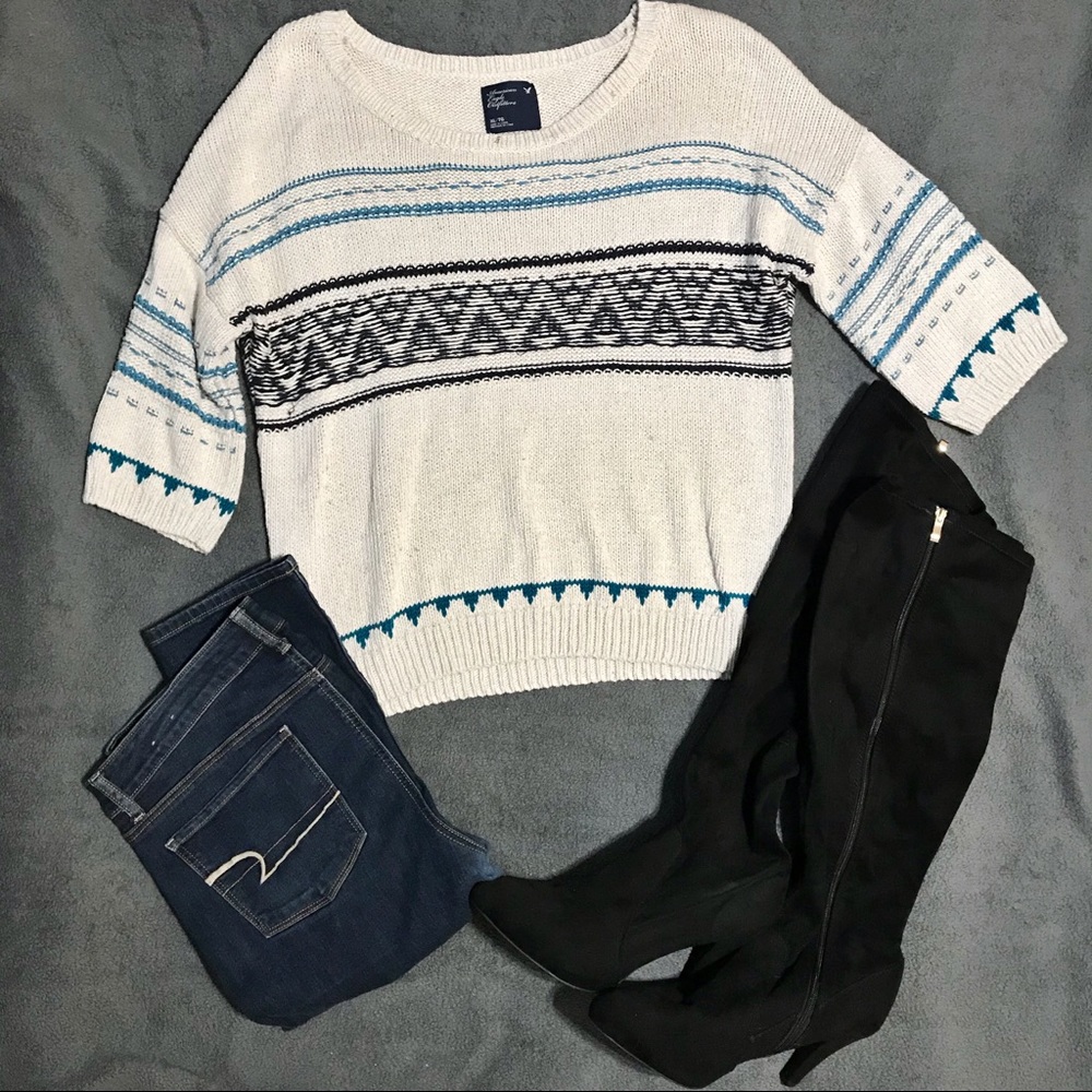 American Eagle 3/4 sleeve knit sweater